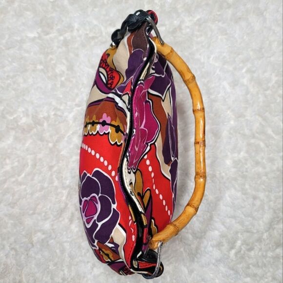 Brighton Baylyn Floral Canvas Shoulder Bag W/ Bamboo Handle - Picture 9 of 15